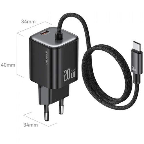 СЗУ Usams US-CC261 GaN JC Ser. 20W (2USB-C) + кабель Type-C to Type-C