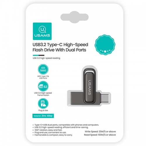 Флеш-накопитель Usams US-ZB346 USB 3.2 Type-C Dual Ports – 32GB