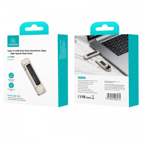 Флеш-накопитель Usams US-ZB279 2in1 USB 3.2 + Type-C GEN1 Dual Ports Aluminum Alloy 10G – 256GB