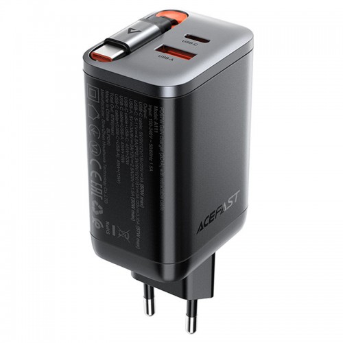 СЗУ Acefast A111 GaN With Retractable Cable Type-C PD67W (1USB-A/1C)