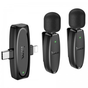 Петличный беспроводной микрофон Hoco L15 Dual-mic clip-on wireless digital (Lightning/Type-C)