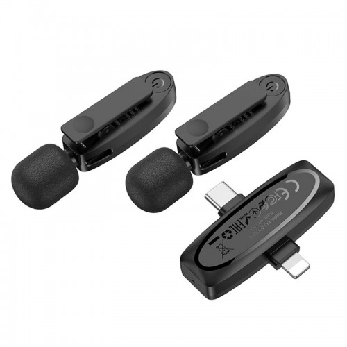 Петличный беспроводной микрофон Hoco L15 Dual-mic clip-on wireless digital (Lightning/Type-C)