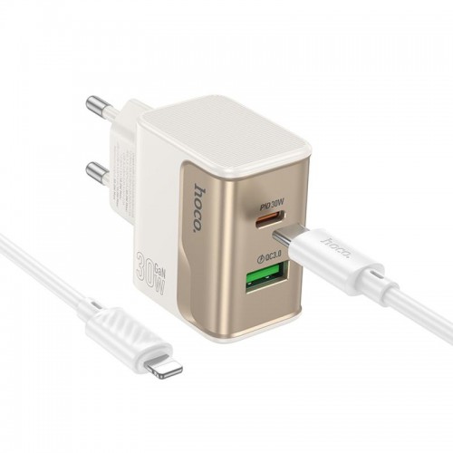 СЗУ Hoco CS73A Star Speed PD30W+QC3.0 (1USB-A/1C) + кабель Type-C to Lightning