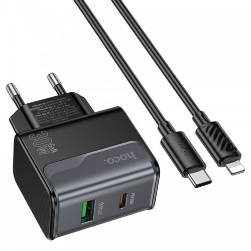 СЗУ Hoco CS73A Star Speed PD30W+QC3.0 (1USB-A/1C) + кабель Type-C to Lightning