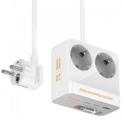 Удлинитель Hoco AC28 Descanso (PD45W/1C/3A/2xSocket) (2m)