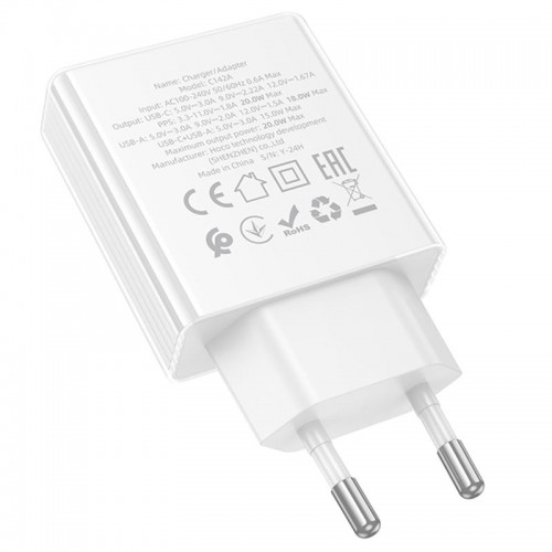 СЗУ Hoco C142A Direct PD20W+QC3.0 (1USB-A/1C)