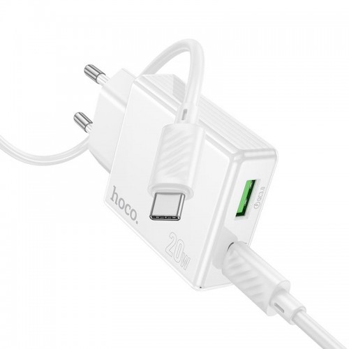 МЗП Hoco C142A Direct PD20W+QC3.0 (1USB-A/1C) + кабель Type-C to Type-C