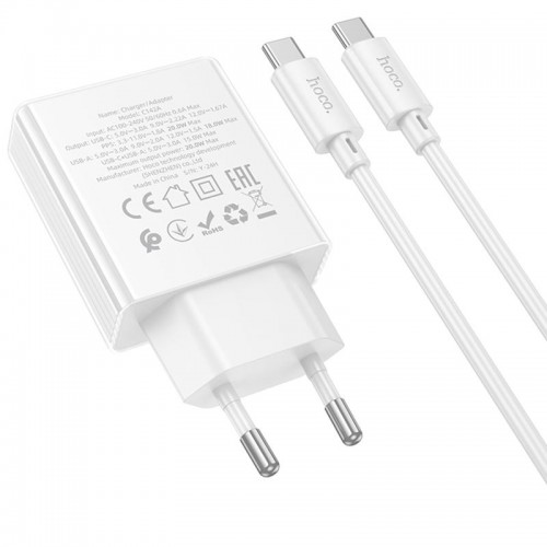МЗП Hoco C142A Direct PD20W+QC3.0 (1USB-A/1C) + кабель Type-C to Type-C