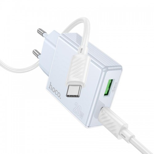 МЗП Hoco C142A Direct PD20W+QC3.0 (1USB-A/1C) + кабель Type-C to Type-C