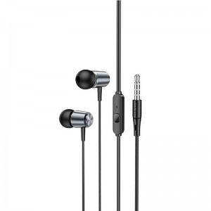 Стерео Наушники Hoco M108 Spring metal universal with mic (3.5mm/1.2m)