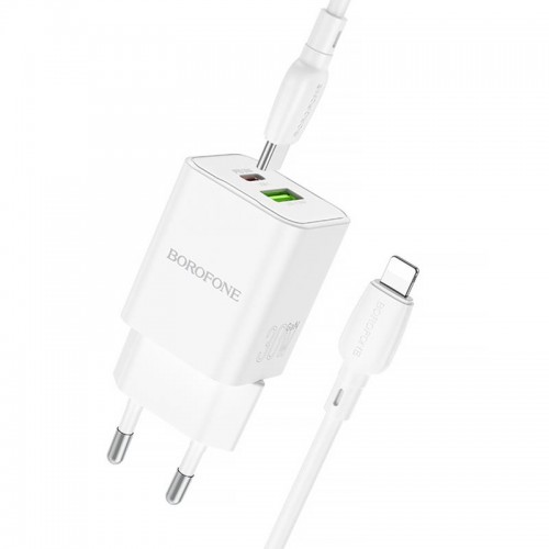 МЗП Borofone BN14 Royal PD30W+QC3.0 (1USB-A/1C) + кабель Type-C to Lightning