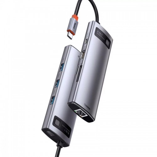 Переходник HUB Baseus Metal Gleam Series 8-in-1 Multifunctional Type-C (CAHUB-CV0G)