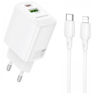 СЗУ Borofone BN27 Fuente PD20W+QC3.0 (1USB-A/1C) + кабель Type-C to Lightning