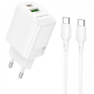 СЗУ Borofone BN29 Fuente PD30W+QC3.0 (1USB-A/1C) + кабель Type-C to Type-C