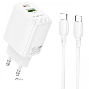 СЗУ Borofone BN27 Fuente PD20W+QC3.0 (1USB-A/1C) + кабель Type-C to Type-C