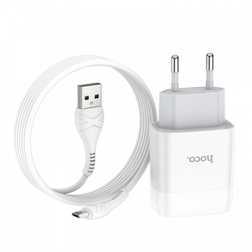 СЗУ Hoco C72A Glorious 2.1A (1USB-A) + кабель USB to MicroUSB White
