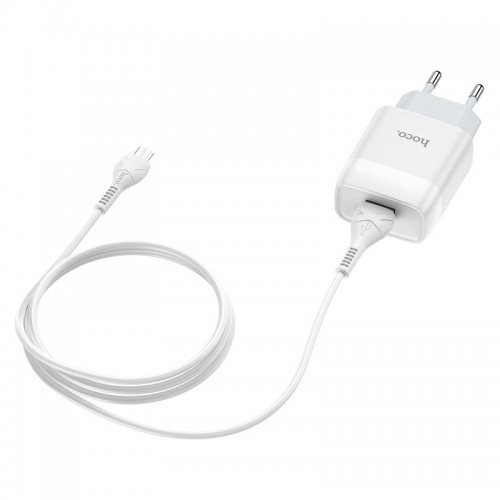 СЗУ Hoco C72A Glorious 2.1A (1USB-A) + кабель USB to MicroUSB White