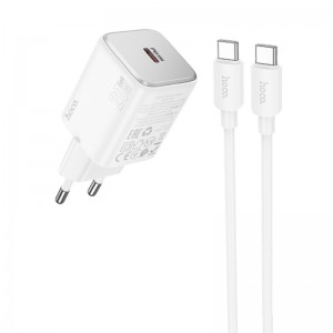 СЗУ Hoco N40 Mighty PD20W (1USB-C) + кабель Type-C to Type-C