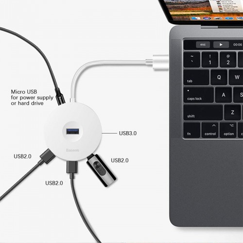 Переходник HUB Baseus Round Box Type-C to USB 3.0 + 3USB 2.0 (CAHUB-G)