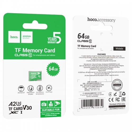 Карта памяти Hoco microSDXC Class 10 - 64GB (без адаптера)