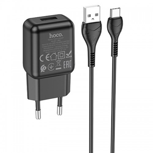 СЗУ Hoco C96A (1USB/2.1A) + кабель USB to Type-C