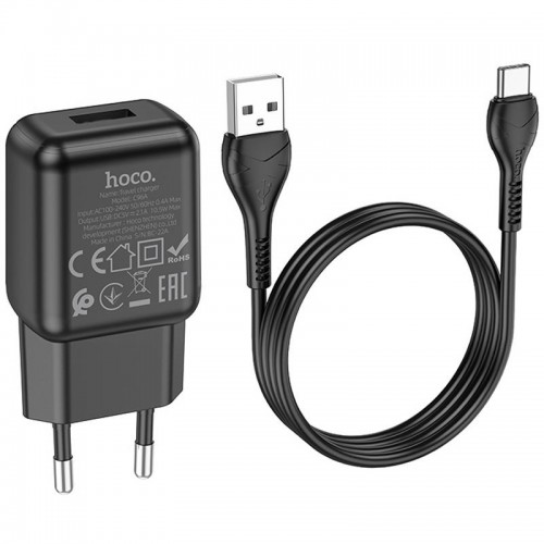 СЗУ Hoco C96A (1USB/2.1A) + кабель USB to Type-C