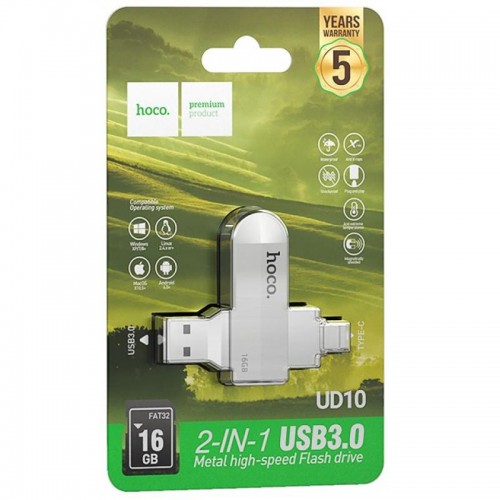 Флеш-накопитель Hoco UD10 Metal Flash 2in1 USB 3.0/Type-C - 16GB