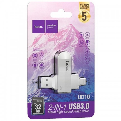 Флеш-накопитель Hoco UD10 Metal Flash 2in1 USB 3.0/Type-C - 32GB