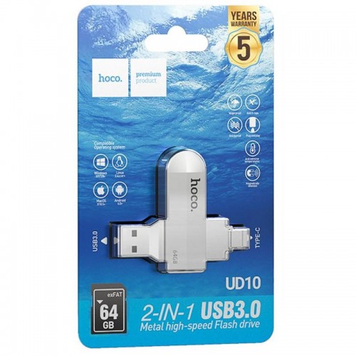 Флеш-накопитель Hoco UD10 Metal Flash 2in1 USB 3.0/Type-C - 64GB