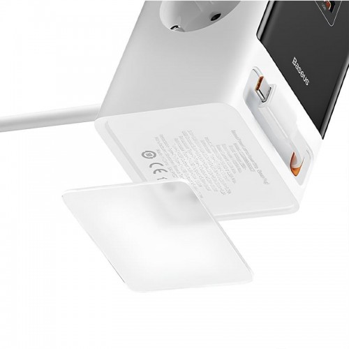 МЗП Baseus OS PowerCombo Digital PowerStrip+Retractable-C 65W (1USB-A/1C/2Socket) (1.5m) (PSLR000)