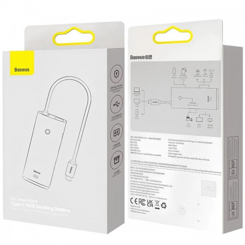 Перехідник HUB Baseus Lite Series 6in1 (Type-C to HDMI+2xUSB3.0+Type-C Data+SD/TF) (WKQX050001)