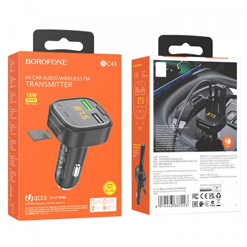 АЗУ FM модулятор Borofone BC43 Flash QC3.0