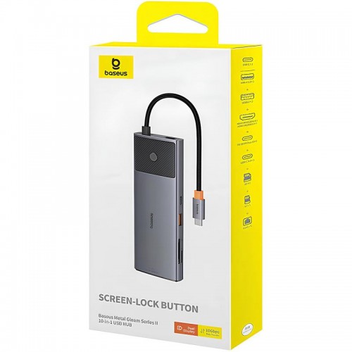 Перехідник HUB Baseus Metal Gleam II OS 10in1 Dual Display (B00061800123-01)