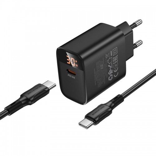 СЗУ Borofone BA97A PD30W (1USB-C) + кабель Type-C to Type-C