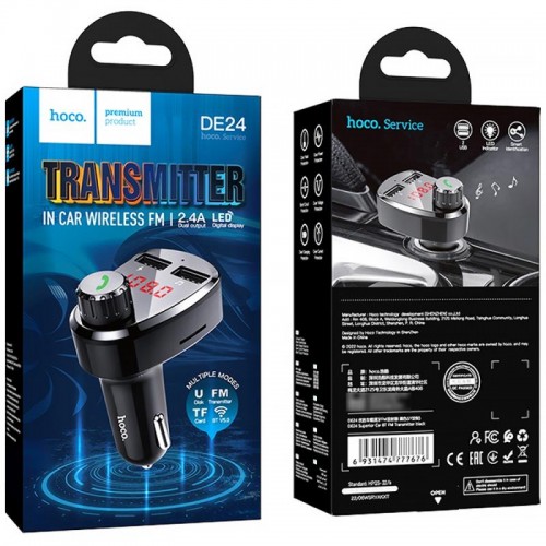 АЗП FM модулятор Hoco DE24 QC3.0 (2USB-A)