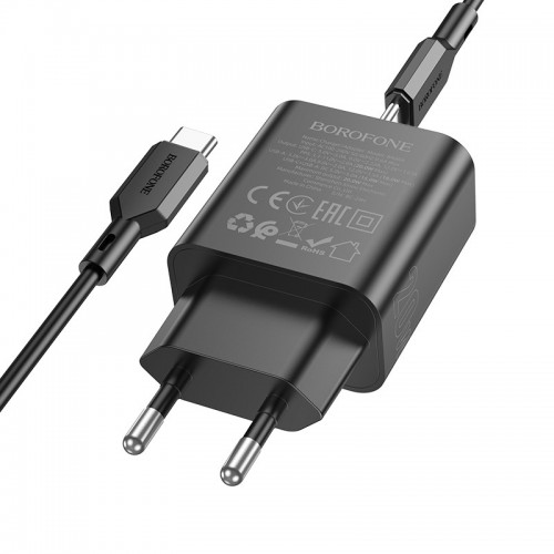 МЗП Borofone BA88A Navy PD20W+QC3.0 (1USB-A/1C) + кабель Type-C to Type-C