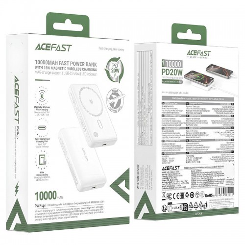 Power Bank Acefast M26 20W з БЗП 10000 mAh (White)