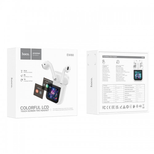 Бездротові TWS навушники Hoco EW80 Magnificent with Touch Screen White