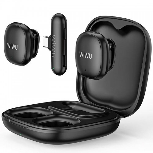 Петличный беспроводной микрофон WiWU Wi-WM006 AI Adaptive Noise Reduction Type-C Black
