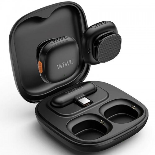 Петличный беспроводной микрофон WiWU Wi-WM006 AI Adaptive Noise Reduction Type-C Black