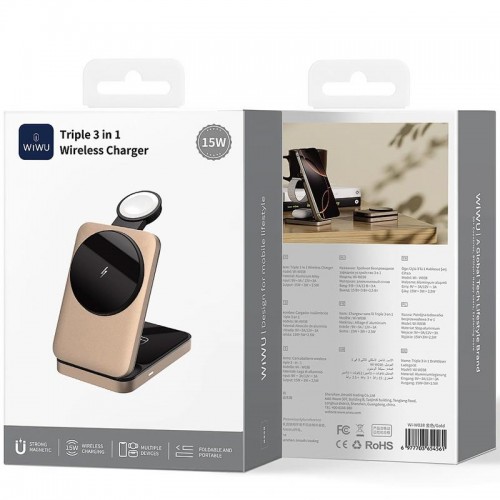 БЗП WIWU Wi-W038 Triple 3 in 1 wireless charger Gold