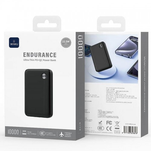 Power Bank WIWU Wi-P059 Endurance Slim PD+QC 22.5W 10000 mAh Black