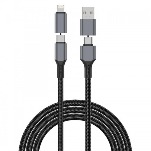 Дата кабель WIWU Wi-C085 Raptor Pro 2in2 USB-A + USB-C/Type-C to Lightning (1m) Black