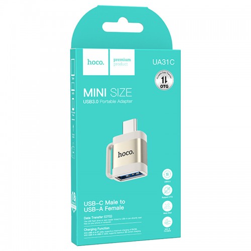 Перехідник Hoco UA31C OTG Type-C male to USB female Gray