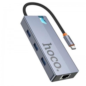 Перехідник HUB Hoco HB51 Wow 6in1 (Type-C to HDTV+RJ45+PD+3xUSB3.0) Deep space gray