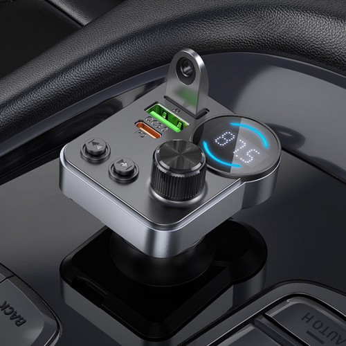 АЗУ FM модулятор Hoco E86 Alegria PD30W+QC3.0 48W (2USB-A/1C) Black