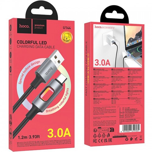 Дата кабель Hoco U144 New USB to Type-C 3A (1.2m) Black