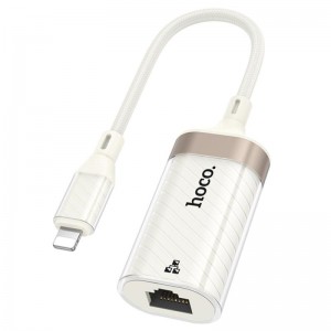 Перехідник Hoco UA41A Crystal Lightning to RJ45 100 Mbs (0.15m) Apricot
