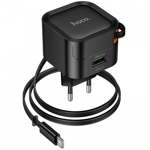 МЗП Hoco C154A Changer With Retractable Cable Type-C PD20W+QC3.0 (1USB-C) Black