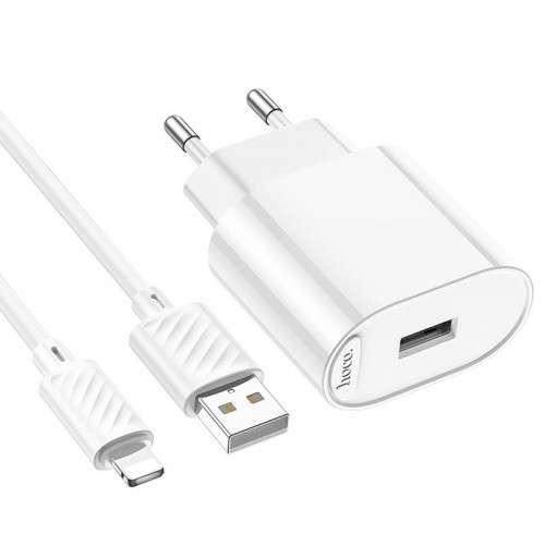 МЗП Hoco C109A Fighter 10.5W (1USB-A) + кабель USB to Lightning White